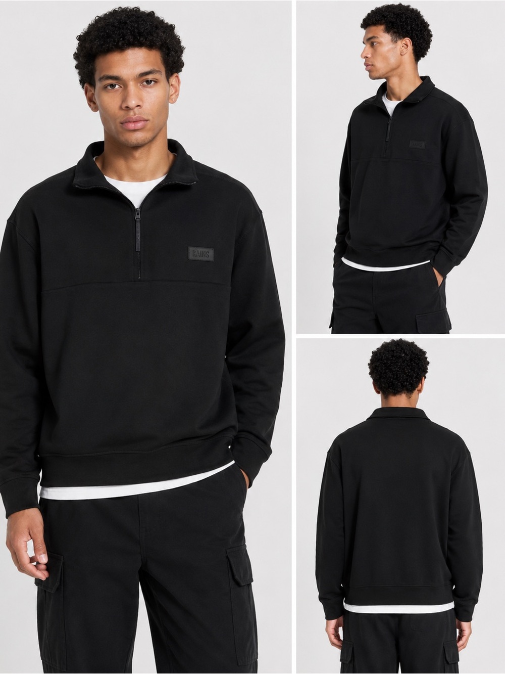 RAINS Addis Men’s Fleece Half Zip Pullover Black XL NWT $105